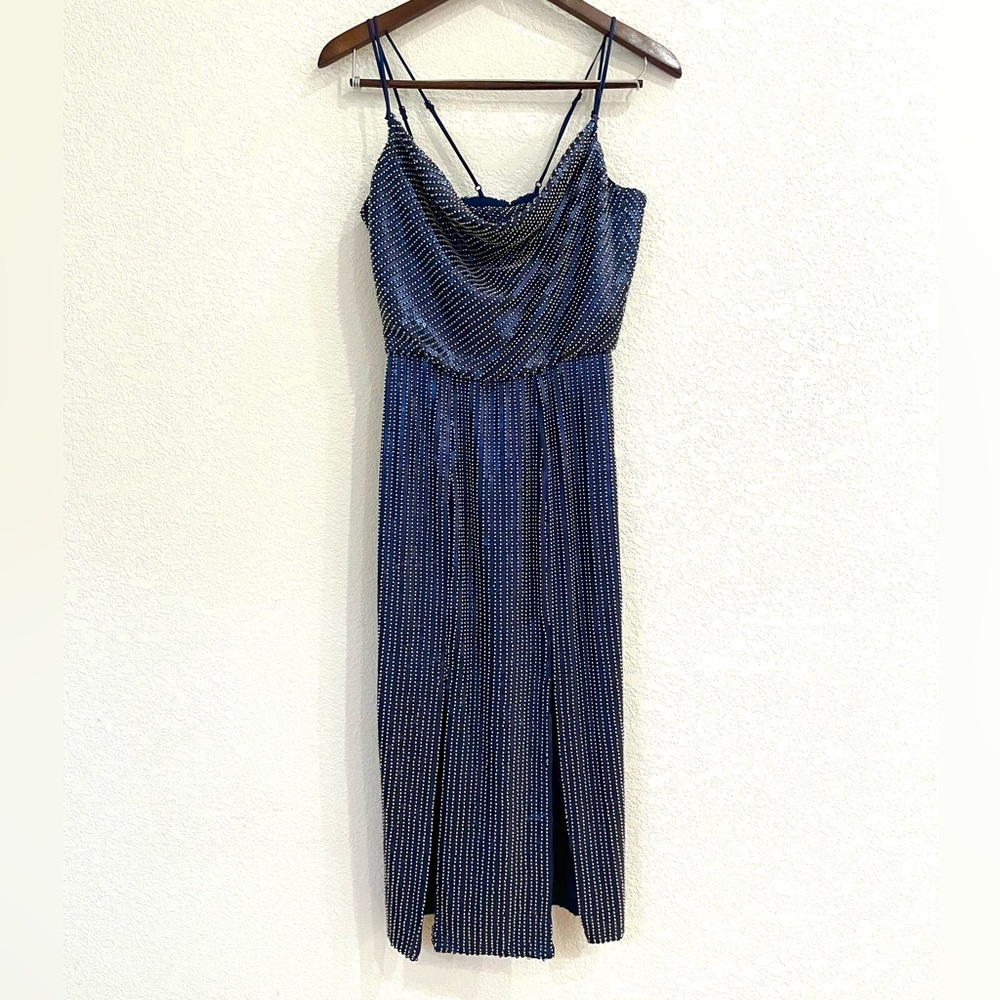 NWT Haney Elise Sequin Embellished Thigh-Slit Midi Cocktail Dress Flapper Gatsby - Picture 11 of 16